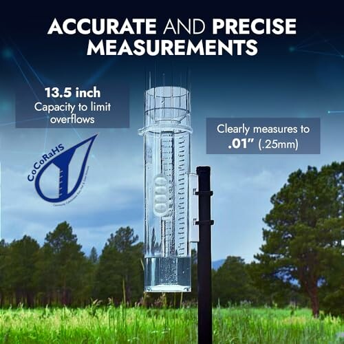 Rain gauge with precise measurements outdoors.
